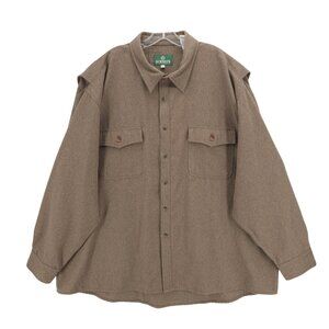 SCHNEES MONTANA Shirt Leather Trim Olive Brown EUC Size 3XL